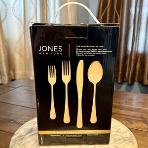 NEW Jones New York The Aurora Collection Gold 16 Piece Flatware Cutlery BOX Set